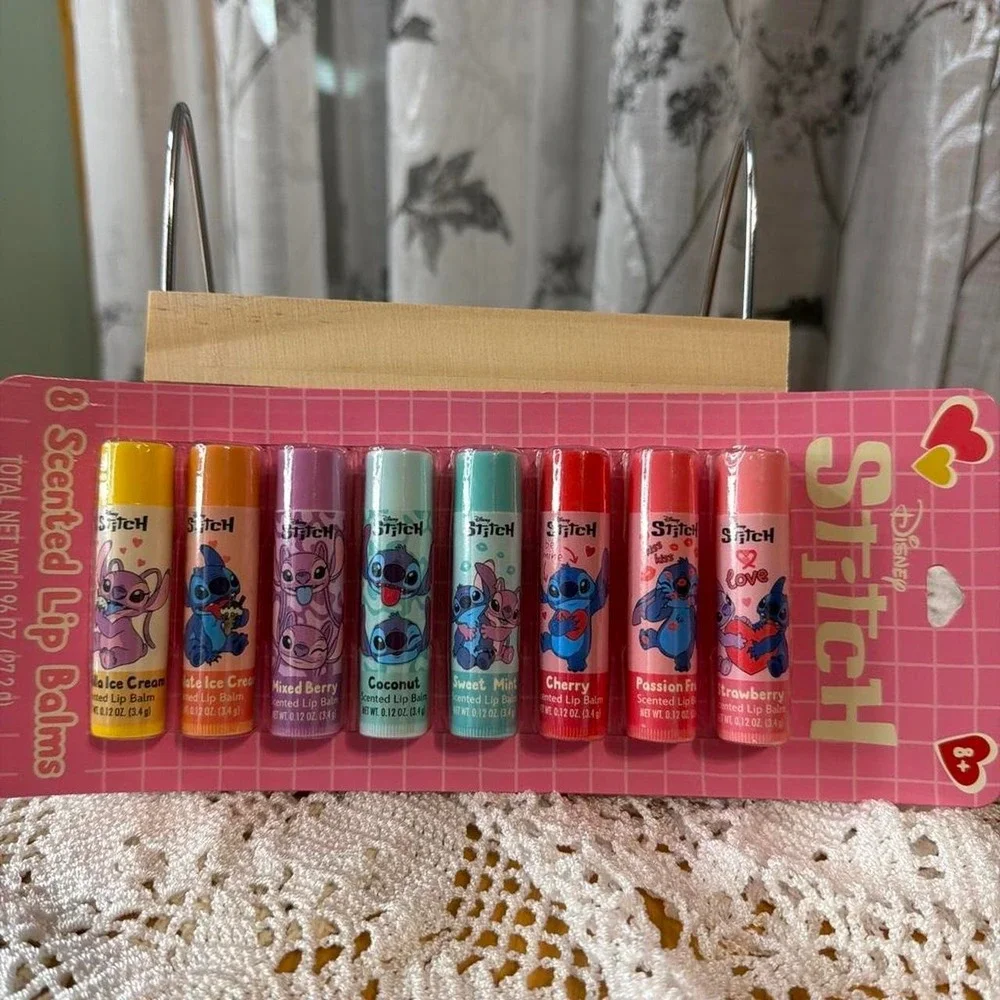 Disney Lilo & Stitch 8 Pack Scented Lip Balms Strawberry Coconut Vanilla New